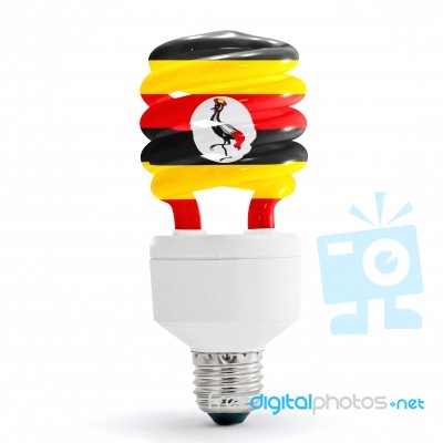 Flag Of Uganda On Bulb Stock Photo