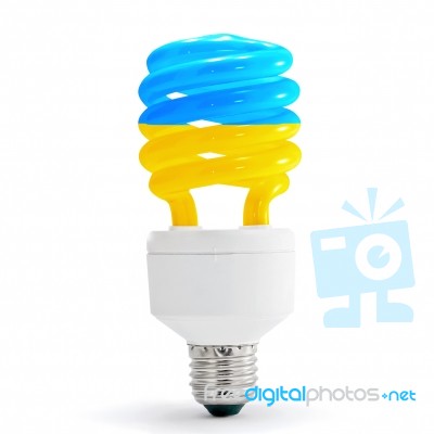 Flag Of Ukraine On Bulb Stock Photo