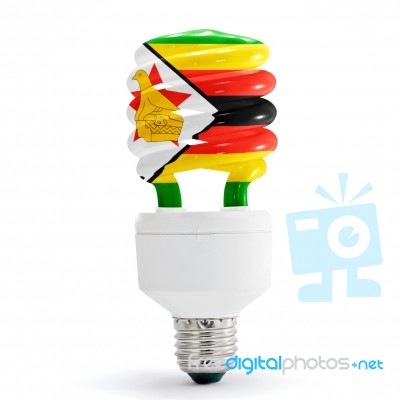 Flag Of Zimbabwe On Bulb Stock Photo