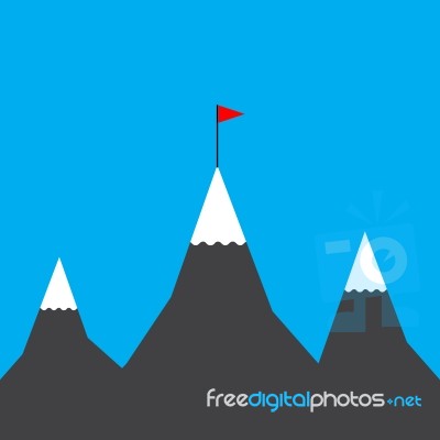 Flag On Mountain.  Illustration Stock Image