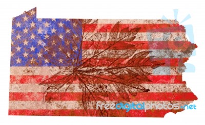 Flag Patterned Pennsylvaia Map Stock Image