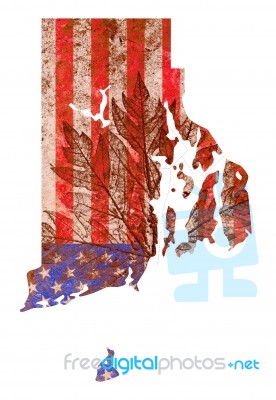 Flag Patterned Rhode State Map Stock Image