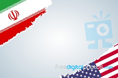 Flags Of Iran And Usa For Banner Or Poster Design -  Illus Stock Image