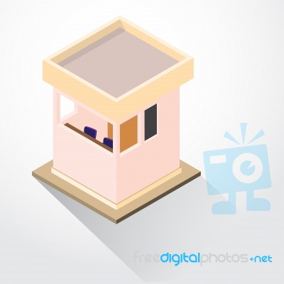 Flat 3d Design Security Lodge Isometric -  Illustration Stock Image