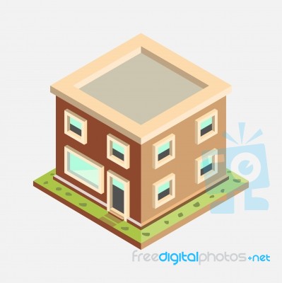 Flat 3d Isometric House -  Illustration Stock Image