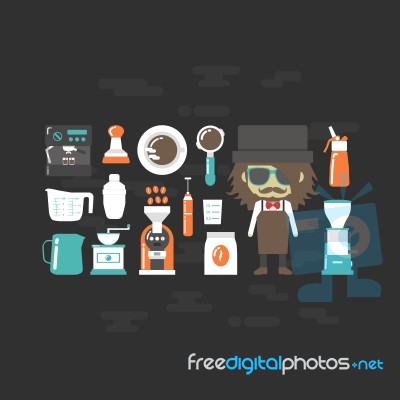 Flat Barista Tool Stock Image