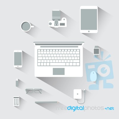 Flat Design Devices Computer  Illustration Concept Stock Image