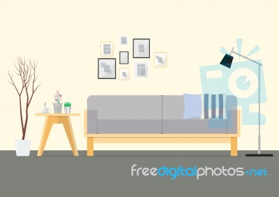 Flat Design Interior Living Room Stock Image