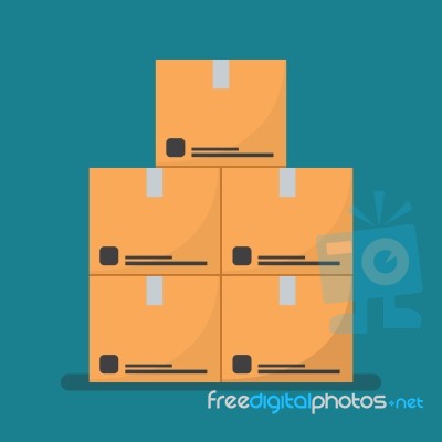 Flat Style Cardboard Boxes Stock Image