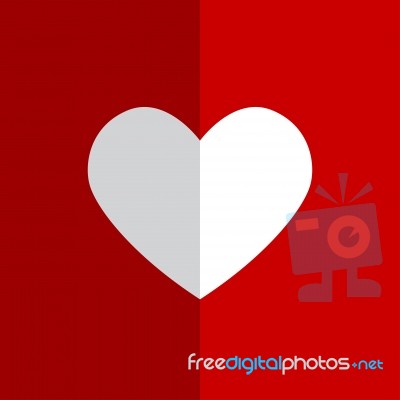 Flat White Heart On Red Background Stock Image