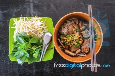 Flatlay Noodle Food  Thai Style Stock Photo