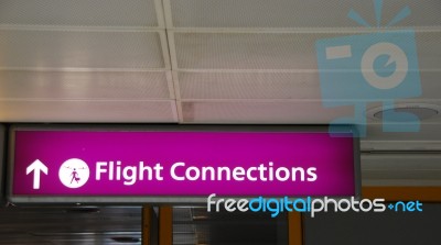 Flight Connections Sign Stock Photo