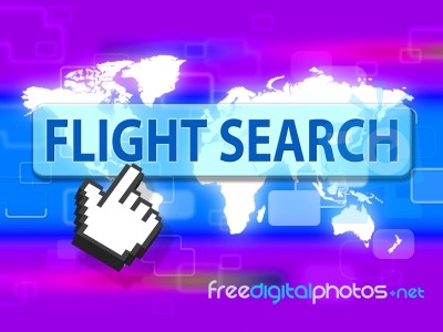 Flight Search Indicates Research Researcher And Information Stock Image