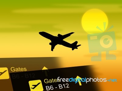 Flight Vacation Shows Vacationing Transportation And Flights Stock Image