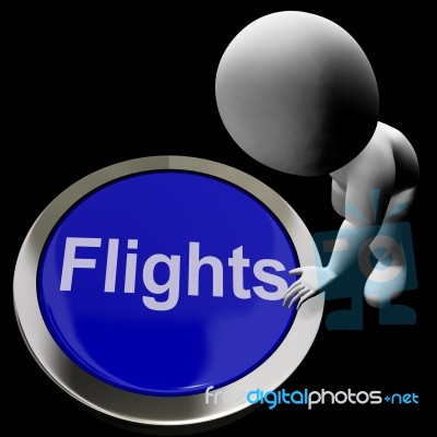 Flights Button For Overseas Vacation Or Holidays Stock Image