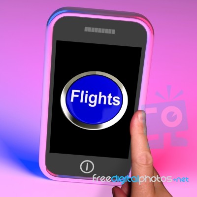 Flights Button On Mobile Screen Stock Image