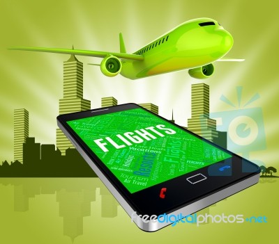 Flights Online Represents Web Site And Aircraft 3d Rendering Stock Image