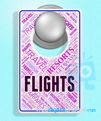 Flights Sign Represents Travel Flying And Signboard Stock Image