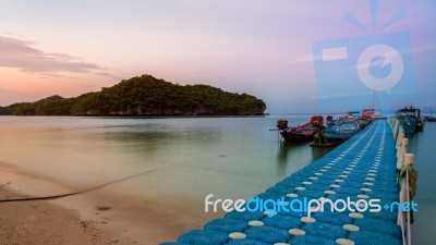 Floating Bridge Pier For Tourist Stock Photo