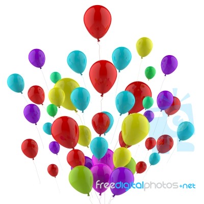 Floating Colourful Balloons Mean Carnival Joy Or Happiness Stock Image