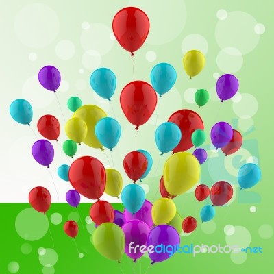 Floating Colourful Balloons Mean Cheerful Ceremony Or Multicolou… Stock Image