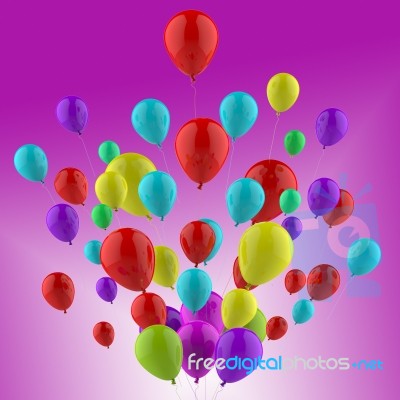 Floating Colourful Balloons Show Cheerful Party Or Celebration Stock Image