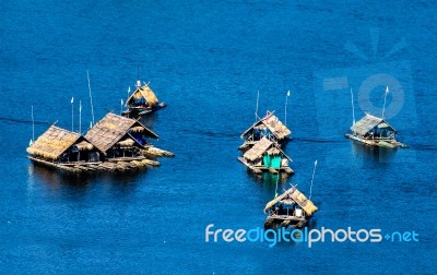 Floating House On River Stock Photo