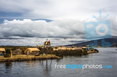 Floating Islands On The Lake Titicaca, Puno, Peru, South America… Stock Photo