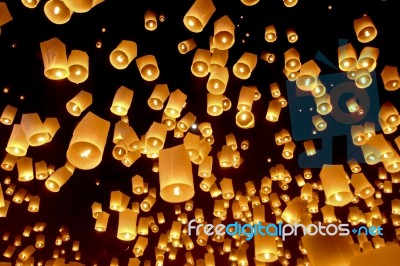 Floating Lanterns Stock Photo