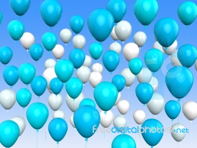 Floating Light Blue And White Balloons Mean Argentinean Flag Or Stock Image