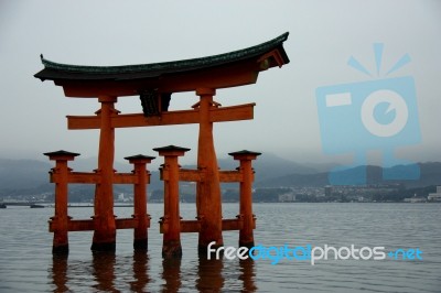 Floating Torii Gate Of Itsukushima Shrine Stock Photo