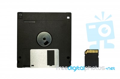 Floppy Disk And SD Card Stock Photo