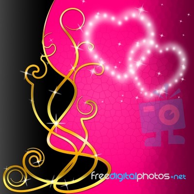 Floral Background Shows Valentine's Day And Artwork Stock Image