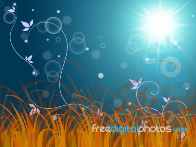 Floral Horizon Background Means Autumn Season Or Brown Grass Stock Image