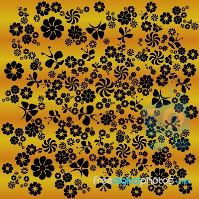 Floral Yellow And Black Background Stock Image