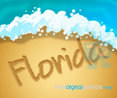 Florida Holiday Indicates Usa Vacation 3d Illustration Stock Image