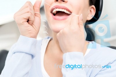 Floss Its Help Me To Clean My Teeth Stock Photo