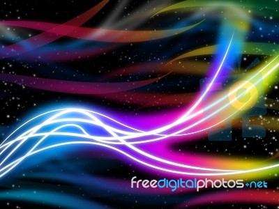 Flourescent Swirls Pattern Shows Glowing Colors And Stars
 Stock Image