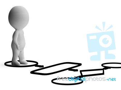 Flowchart And 3d Character Showing Process Or Procedure Stock Image