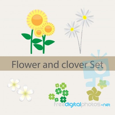 Flower And Clover Set Stock Image