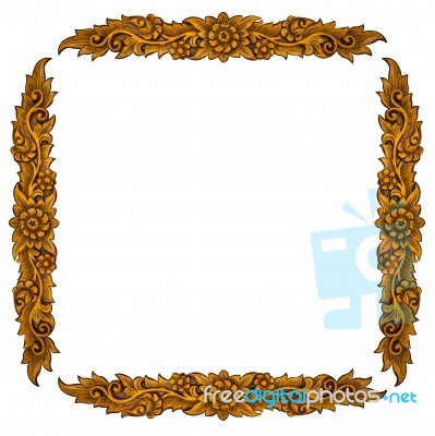 Flower Carved Frame Stock Photo