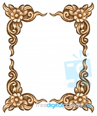 Flower Carved Frame Stock Photo