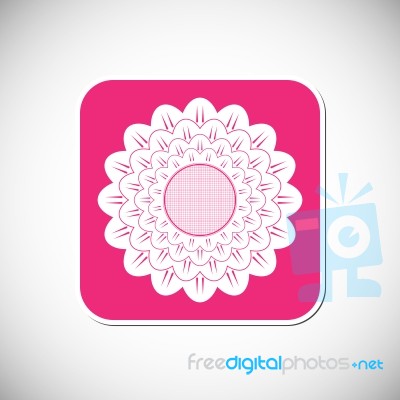 Flower Icon. Pink Square Frame.  Illustration Stock Image