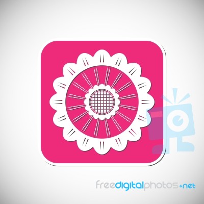 Flower Icon. Pink Square Frame.  Illustration Stock Image