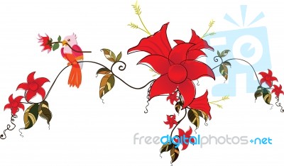 Flowers And Bird Stock Image