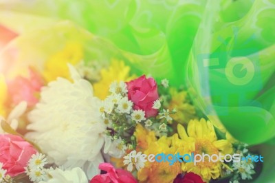 Flowers Arrangements - Spring Roses Celebration Bouquet Pastel Stock Photo