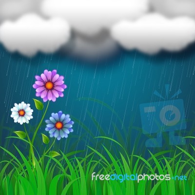 Flowers Background Shows Clothes Pegs And Backdrop Stock Image