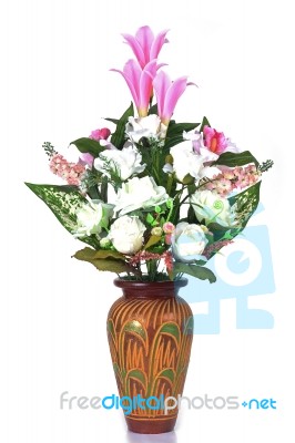 Flowers In Vase Isolated Stock Photo