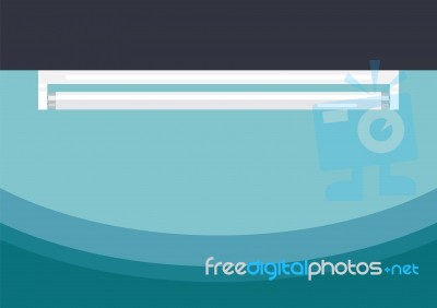 Fluorescent Tube Lamp Flat Style Stock Image