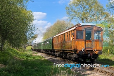 Flying Scotsman On The Bluebell Line Stock Photo